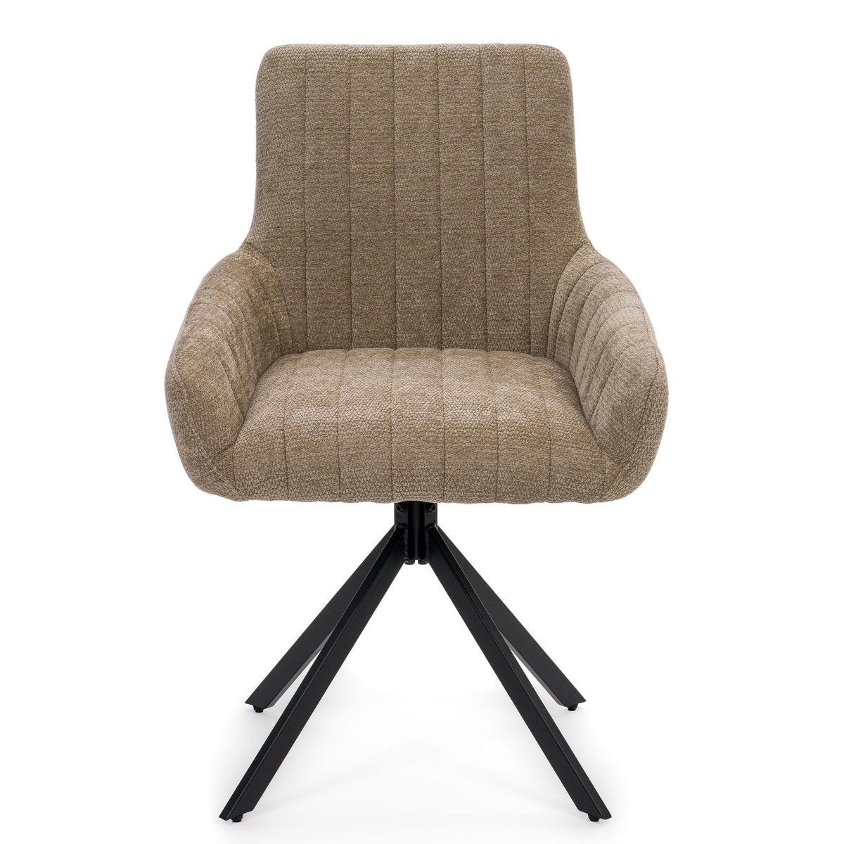 STUHL LUINO drehbar gepolsterter mit Steppung - beige - Chenille - Beige/Schwarz, Textil/Metall (58/87/60cm) - NEW HOME