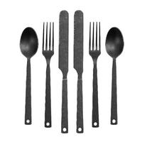 BESTECKSET Flatware Edelstahl matt antik für 2 Personen - Grau, Metall - BAREBONES