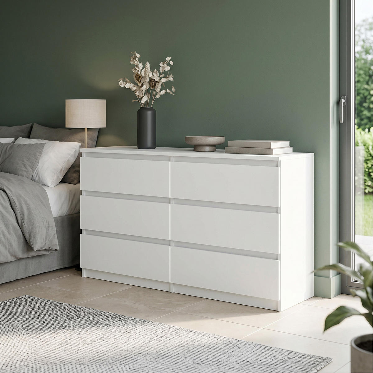 KOMMODE NUDO 138,5/78,5/39cm mit 6 Schubladen Türen Weiß - Weiß, Holzwerkstoff (138.5/78.5/39cm) - MASSENO