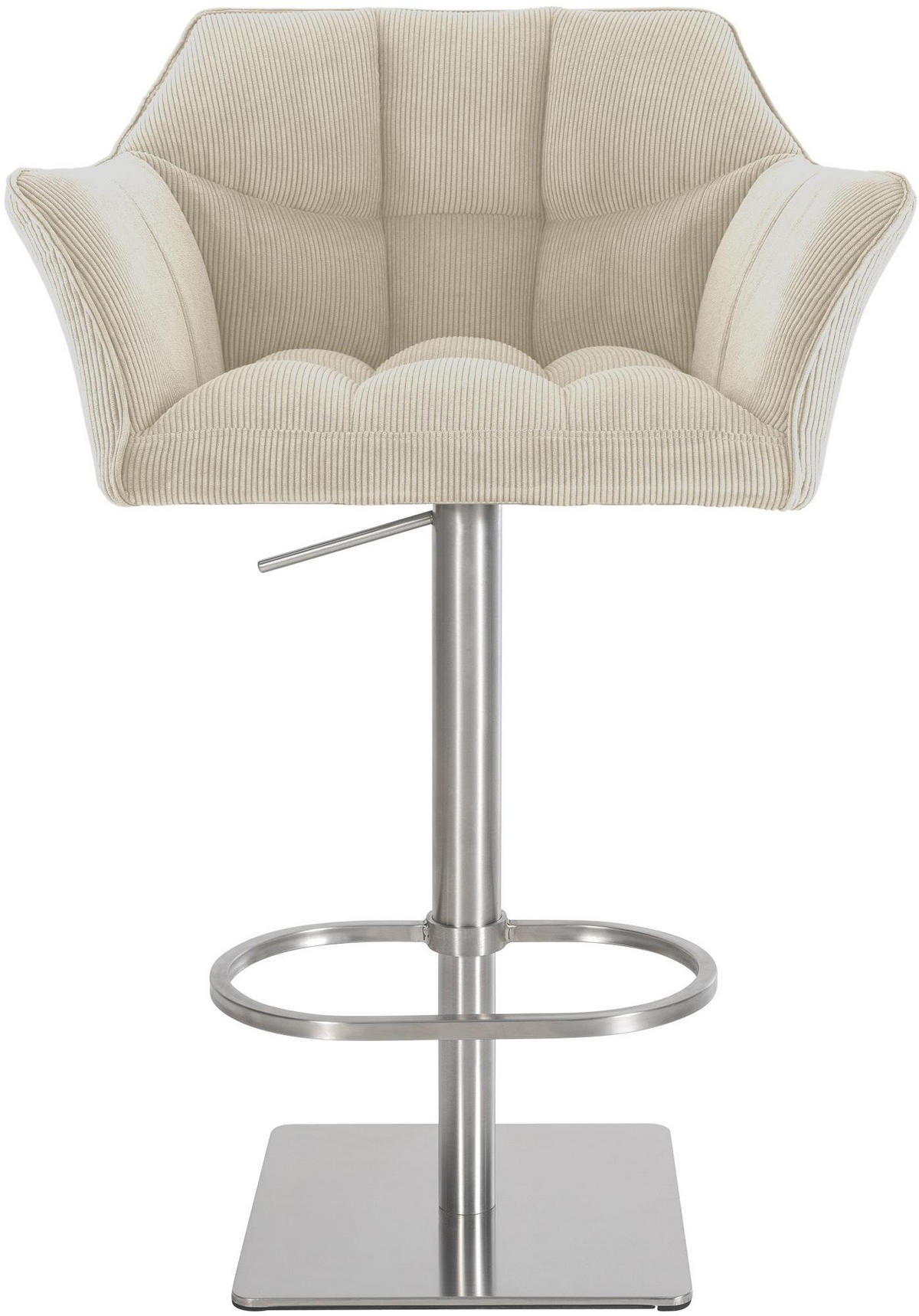 BARHOCKER Cord Creme - Edelstahlfarben/Creme, Textil/Metall (64/88/45cm) - CLP