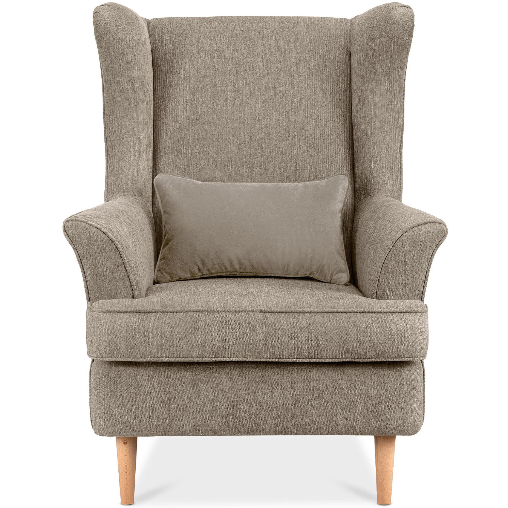 OHRENSESSEL STRALIS inklusive dekorativem Kissen, hellbraun - Hellbraun, Textil (82/108/80cm) - KONSIMO®