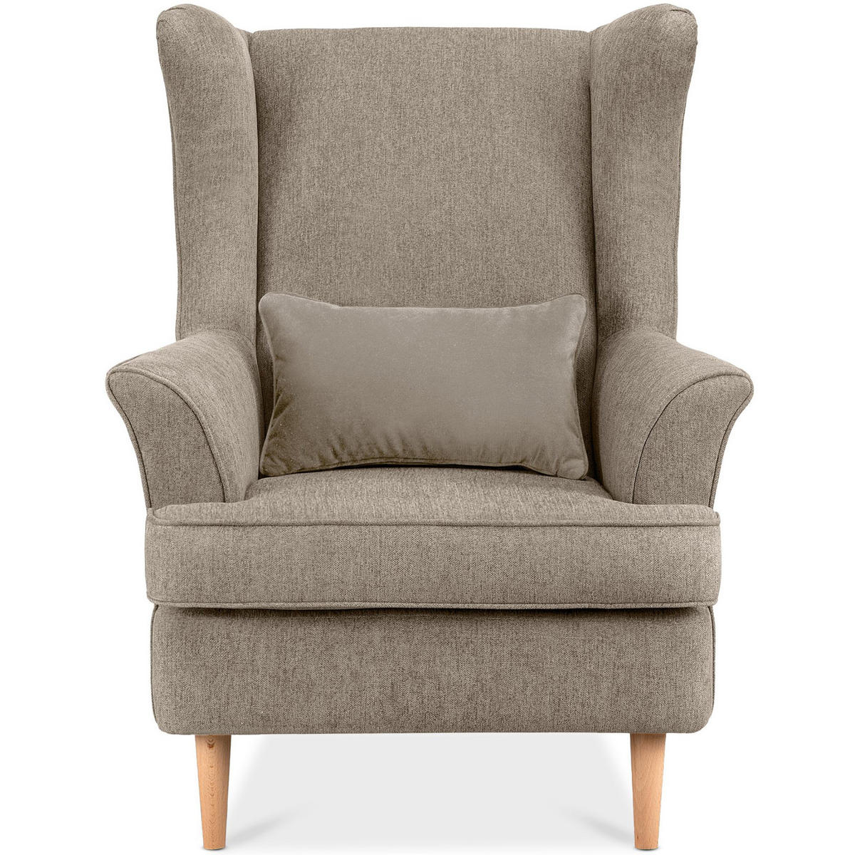 OHRENSESSEL STRALIS inklusive dekorativem Kissen, hellbraun - Hellbraun, Textil (82/108/80cm) - KONSIMO®