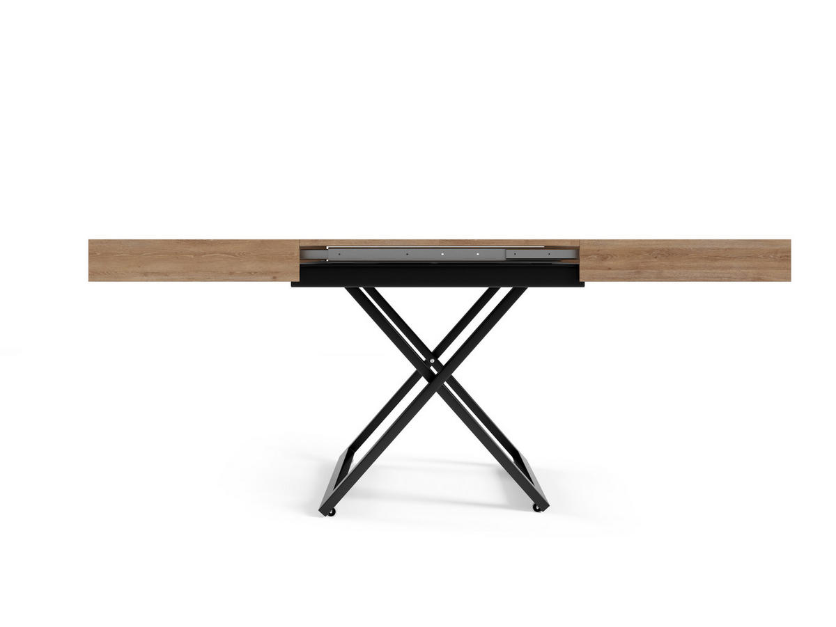 COUCHTISCH SANNA U - Trüffeleichefarben/Schwarz, Holzwerkstoff/Metall (80/120/27cm) - Meblini