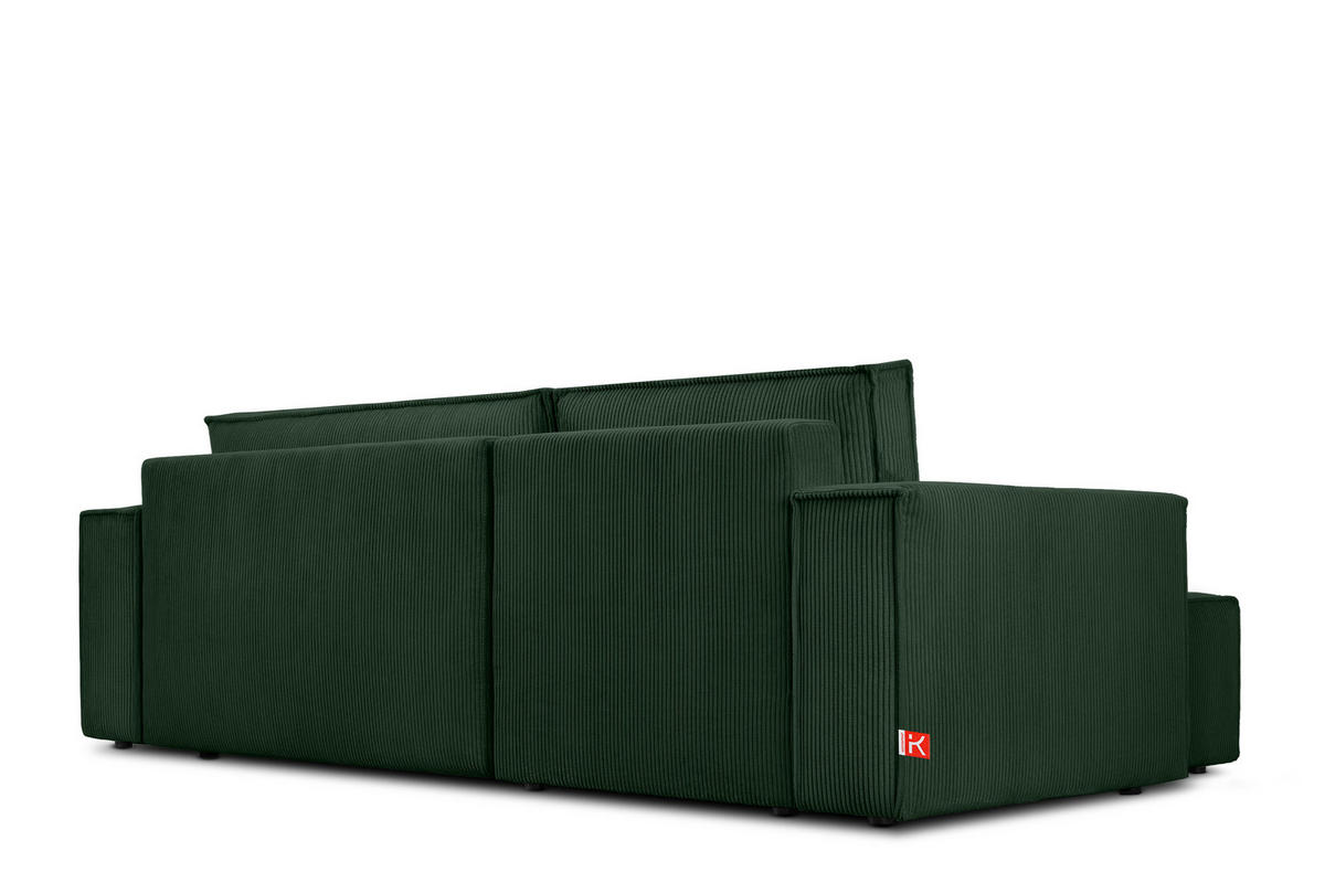 ECKSCHLAFSOFA NAPI Universal Links Rechts mit Bettkasten, Cord-Stoff, dunkelgrün - Dunkelgrün/Schwarz, Textil (262/148cm) - KONSIMO®