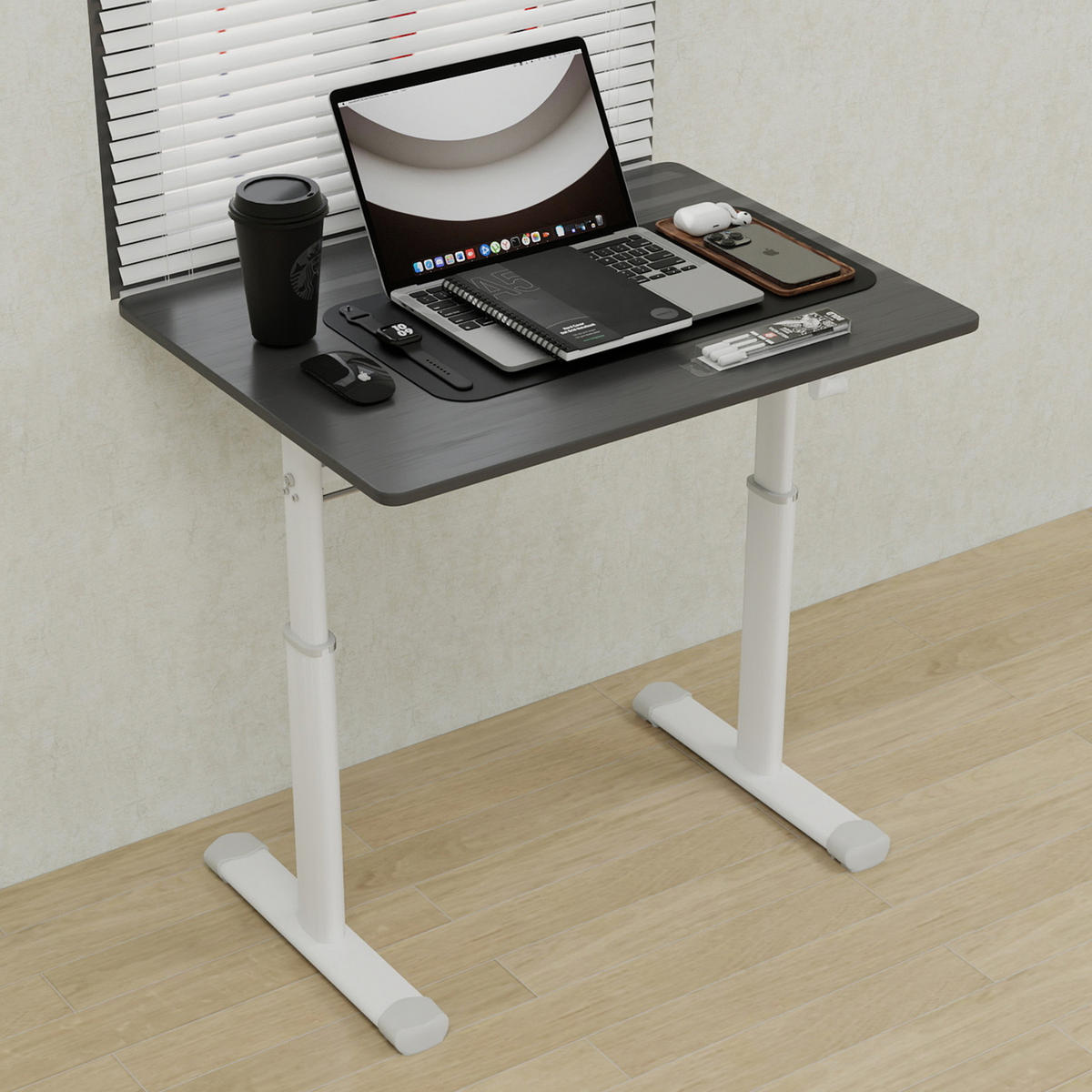 SCHREIBTISCH in Grau Kinderschreibtisch mit kompaktem Design für Arbeitszimmer und Büro, B80/T60/H90 cm - Weiß/Grau, Holzwerkstoff/Metall (60/80/90cm) - STILVORA