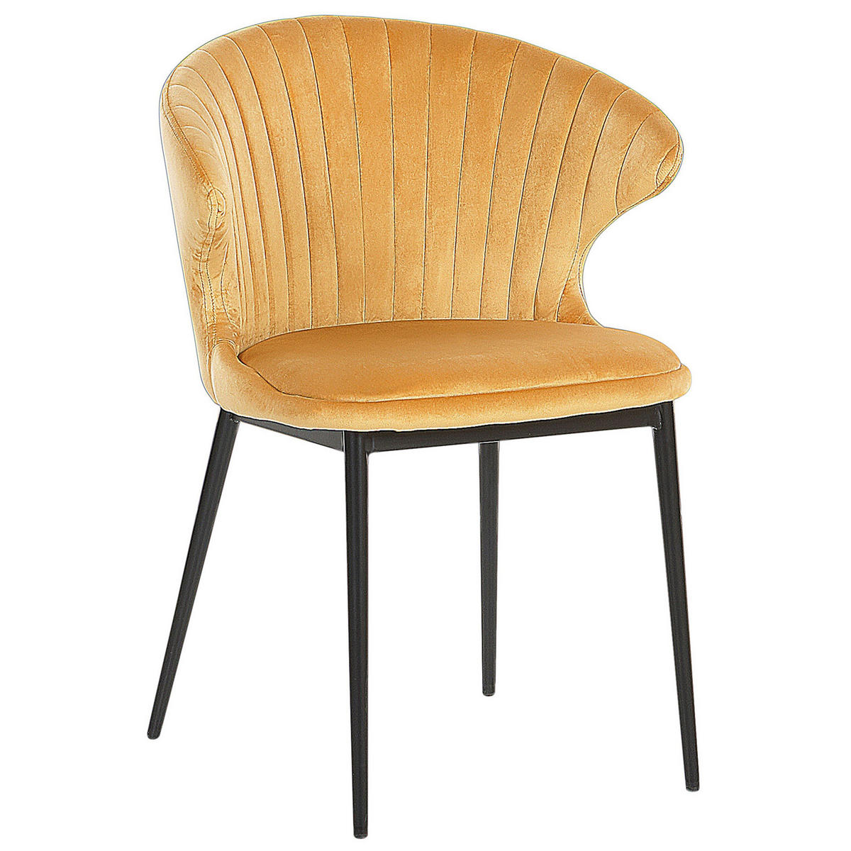 ESSZIMMERSTUHL 2er-Set Samtstoff Gelb Augusta - Gelb, Textil/Metall (59/81/50cm) - Beliani