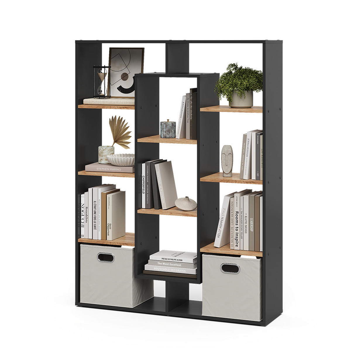 RAUMTEILER Anthrazit/Goldkraft Eiche 107.2 x 143 cm - Honigeiche/Anthrazit, Holzwerkstoff (107.2/143/29cm) - Vicco