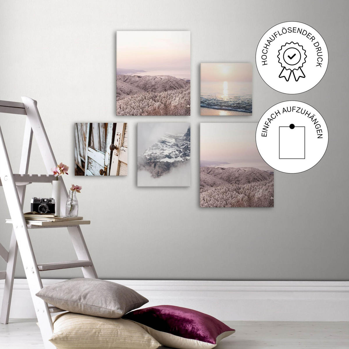 LEINWANDBILDER Safari 5-Teilig 60x80cm - Orange, Holzwerkstoff (80/1cm) - Art for the Home