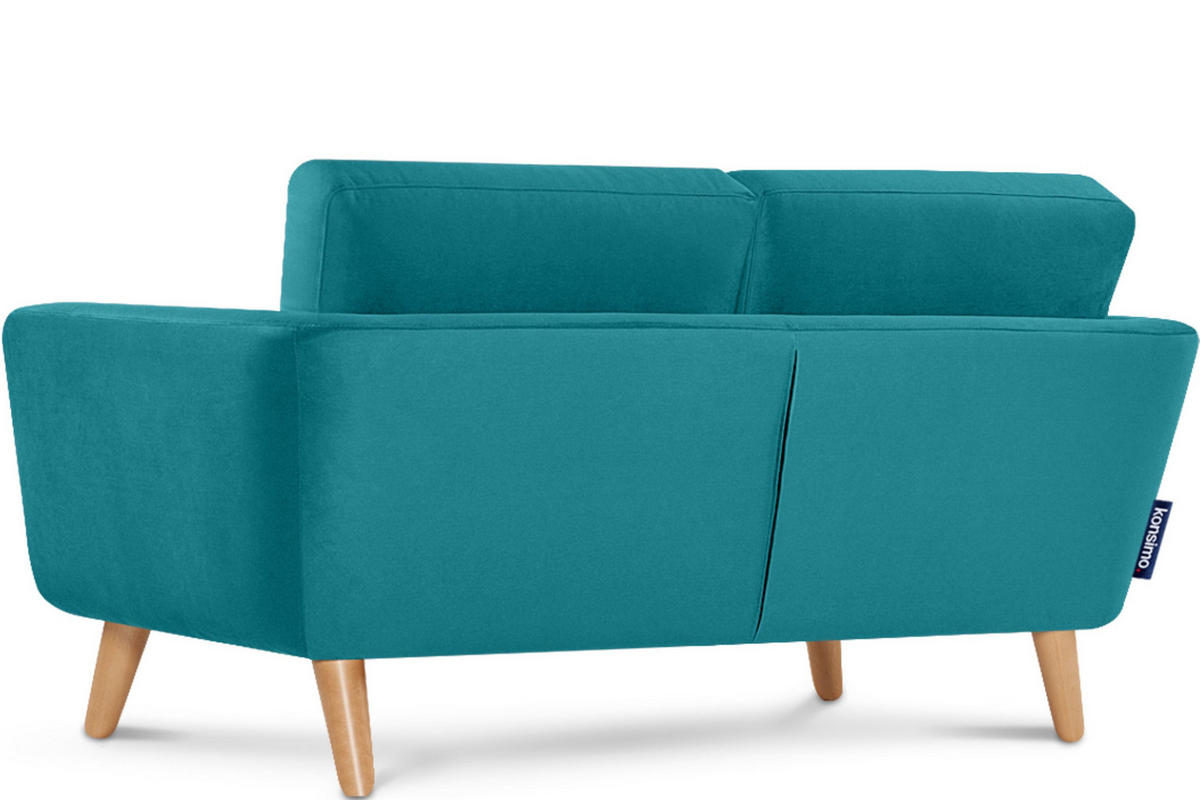 SOFA TAGIO mit Armlehnen, Türkisblau - Türkis/Braun, Buchenholz/Textil (153/80/84cm) - KONSIMO®