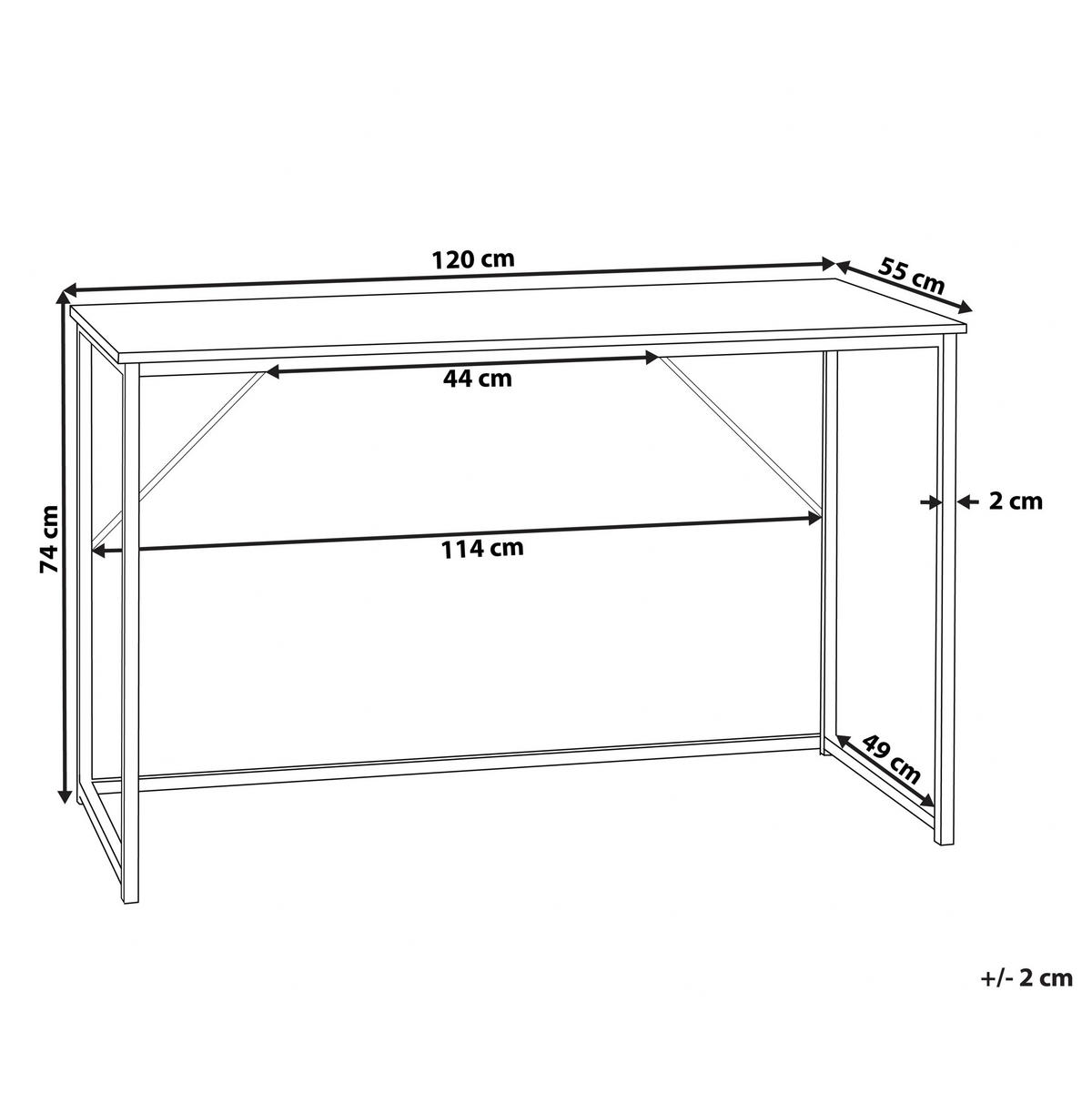 SCHREIBTISCH dunkler Holzfarbton/schwarz 120/55/74 cm Pembro - Dunkelgrau, Holzwerkstoff (55/120/74cm) - Beliani