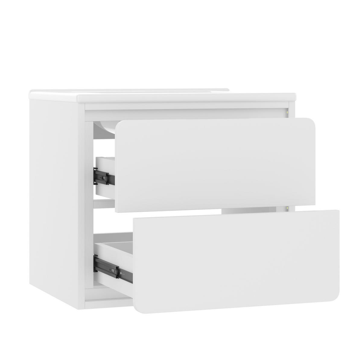 WASCHTISCHKOMBI Badezimmerschrank 60x46x50cm in Weiß mit Radar-Sensor-LED & Keramikbecken - Weiß, Holzwerkstoff (60/50/46cm) - Modfu