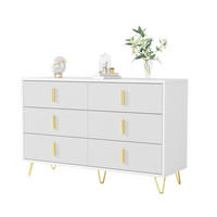 SIDEBOARD mit 6 Schubladen Wellenfront Stauraum Gold 120/77/40 cm - Goldfarben/Weiß, Holzwerkstoff/Metall (120/77/40cm) - EVRYAE
