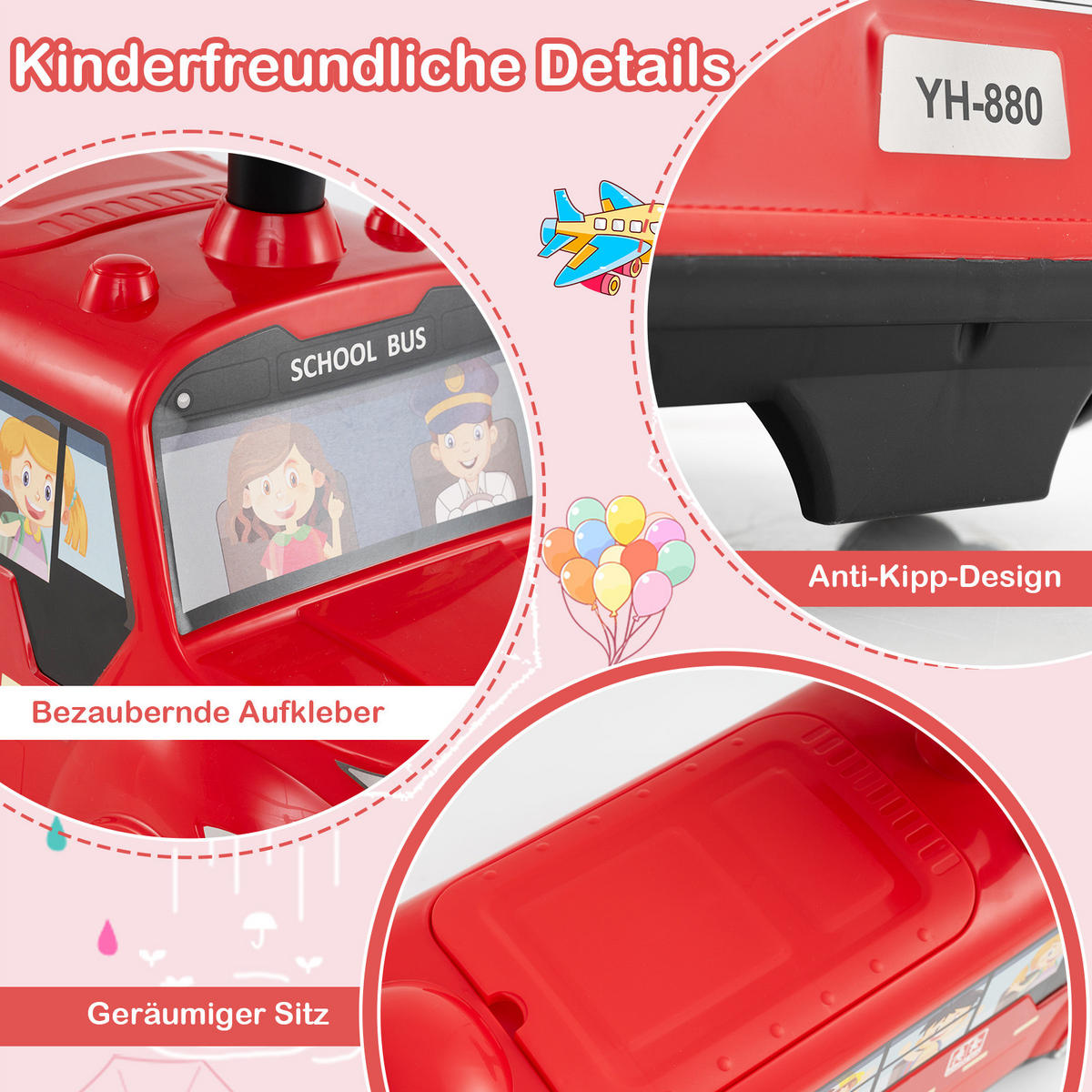 RUTSCHAUTO Rot - Rot, Kunststoff (23/36/55cm) - COSTWAY