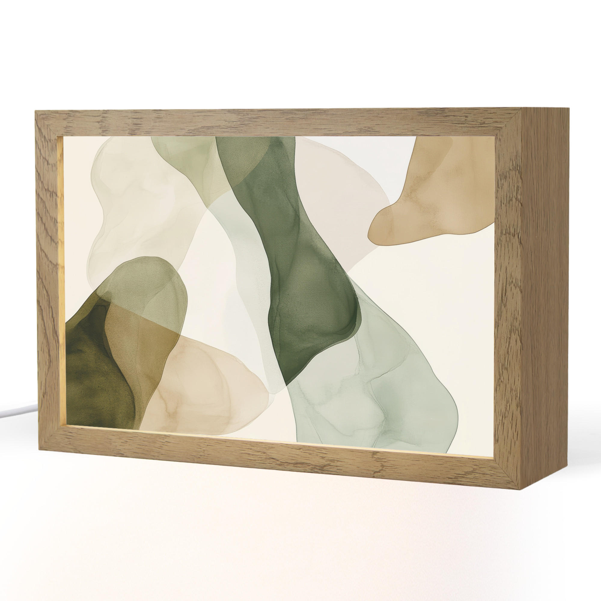 OnlyWow STOLNÍ LAMPA Japandi - Abstraktní - Zelená 30x20 cm