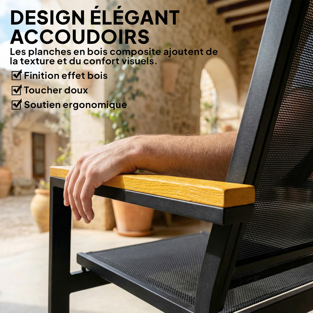 GARTENSET DE-13506 4-teilig mit Glastisch Schwarz - Schwarz, Metall - ComfortXL