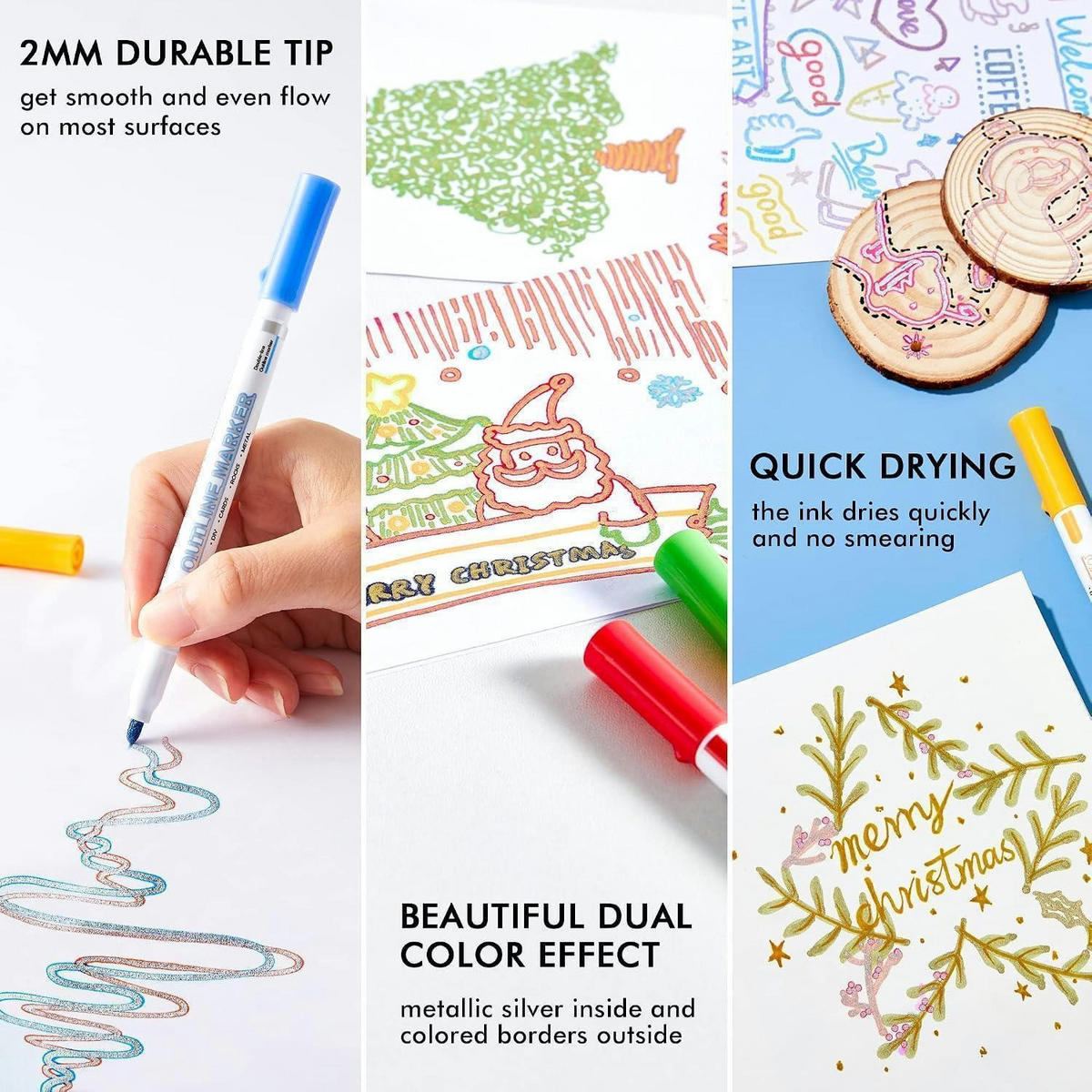 MARKER 28er Set Metallic Outline Stifte Silber+Gold - Multicolor, Kunststoff (33.8/1.5/13.5cm)