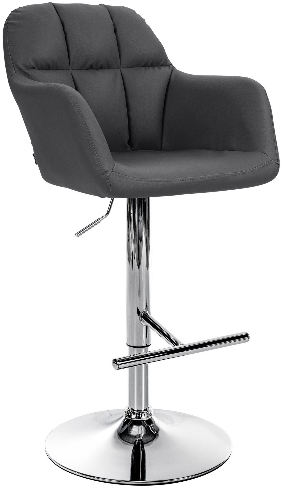 BARHOCKER Lederlook schwarz - Chromfarben/Schwarz, Textil (57/97/59cm) - CLP