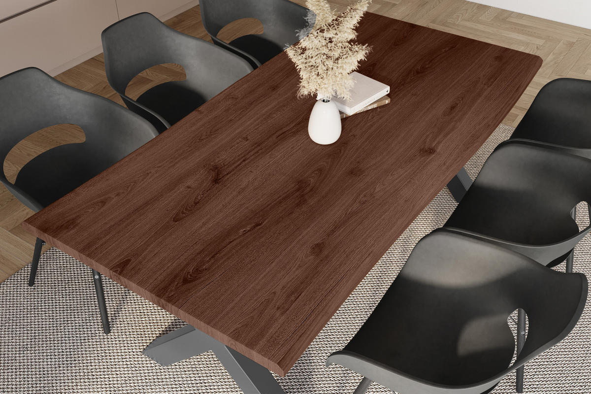 ESSTISCH JULIUS X - Nussbaumfarben/Schwarz, Holz (100/220/77cm) - SAM