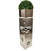 PFLANZSÄULE Graz Silber Edelstahl Pflanzkübel - Silberfarben, Metall (100cm) - DELUKE