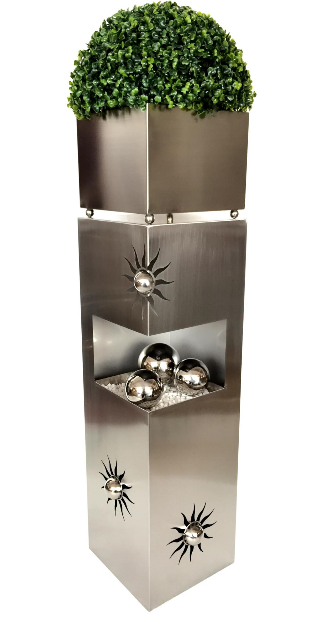 PFLANZSÄULE Graz Silber Edelstahl Pflanzkübel - Silberfarben, Metall (100cm) - DELUKE