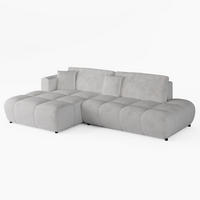 ECKSOFA BARI Links Beige Chenille-Stoff L-Form Couch mit Schlaffunktion & Bettkasten - Beige/Schwarz, Holz (170/280cm) - Barchello