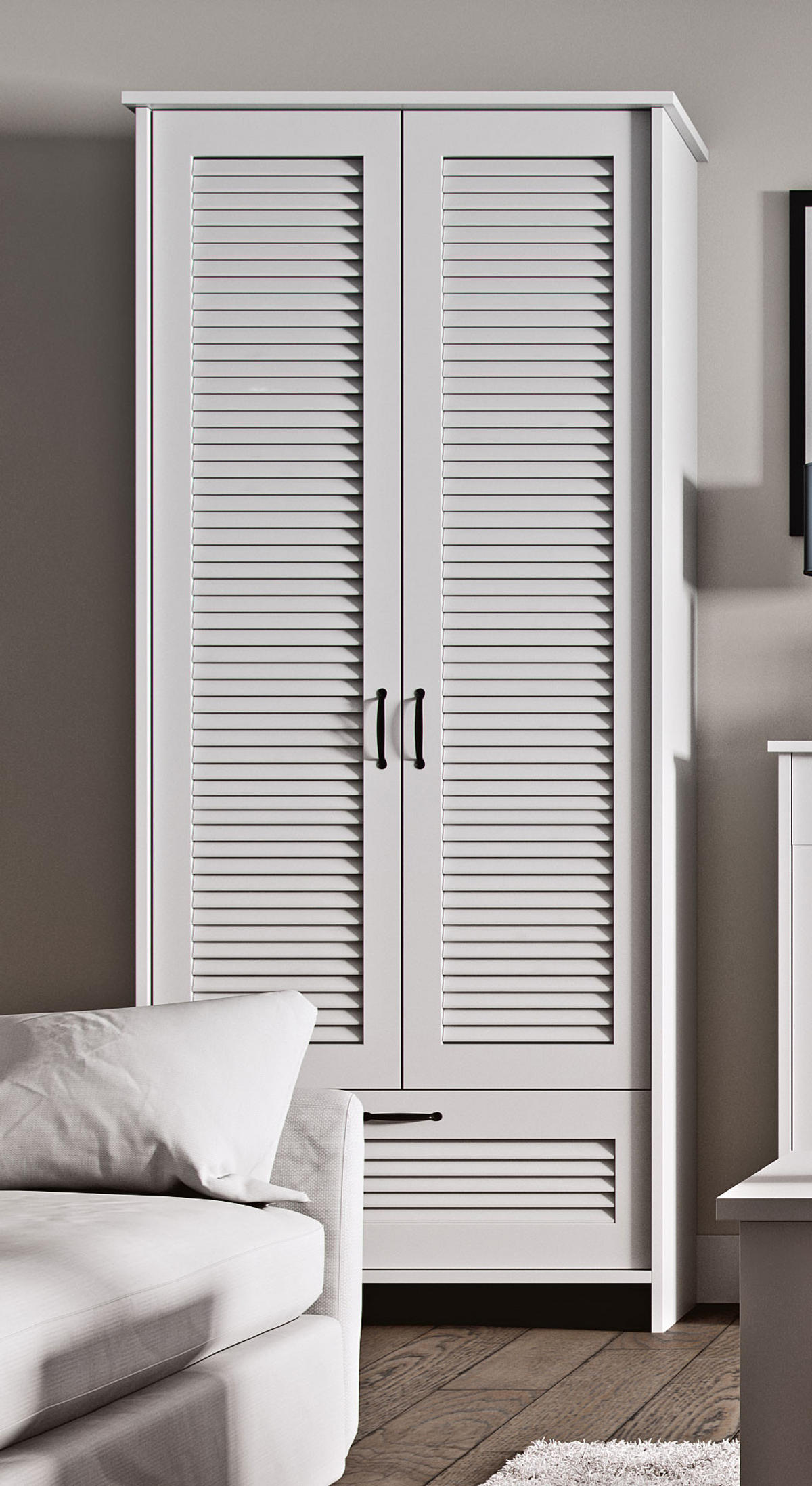 KLEIDERSCHRANK Orient weiß 88,4 / 52,5 / 198,2cm - Weiß, Holz/Holzwerkstoff (88.4/198.2/52.5cm) - Feldmann-Wohnen