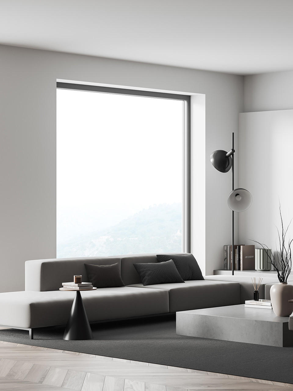 Wohnzimmer, grau, sofa