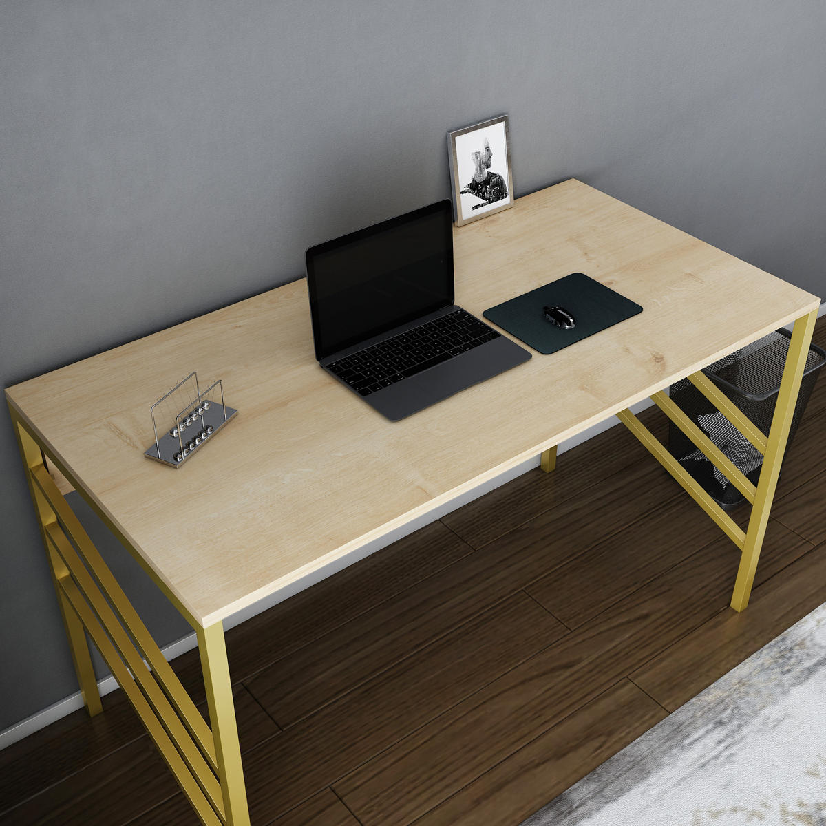 COMPUTERTISCH Josephine Gold Eiche - Eichefarben/Gelb, Holzwerkstoff (120/60/75cm) - Decorotika