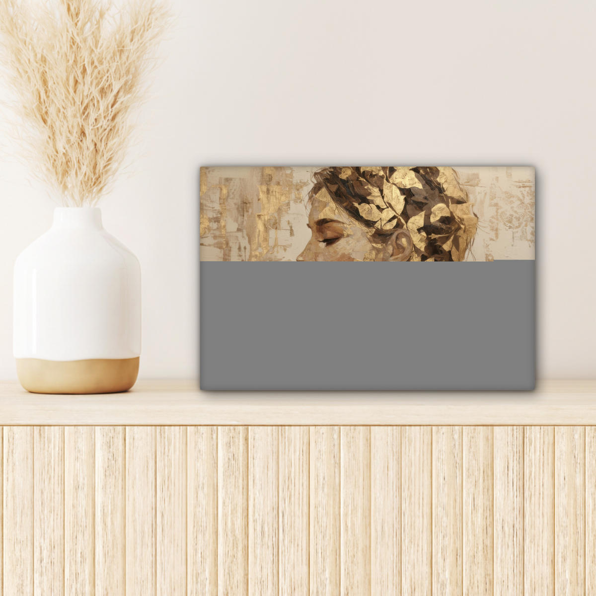 SLIKA NA PLATNU Portret 30x20 cm - zlate barve, tekstil (30/20cm) - MuchoWow