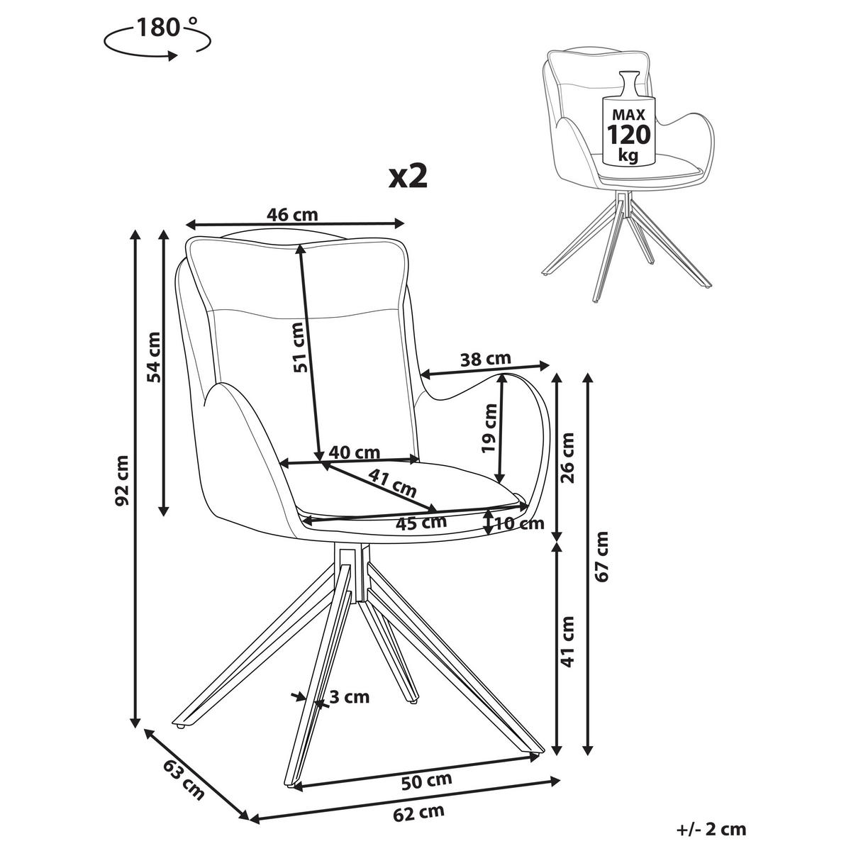 ESSZIMMERSTUHL 2er-Set Dunkelgrün Avelar - Dunkelgrün/Schwarz, Textil (62/92/63cm) - Beliani