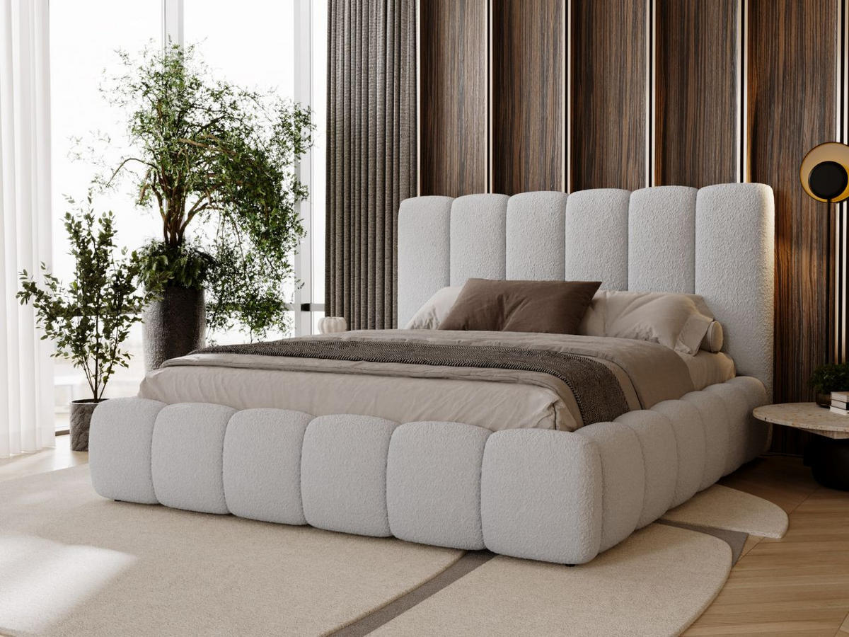 POLSTERBETT Imperial 180x200 Bouclé-Stoff Hellgrau - Hellgrau, Textil (180/200cm) - Graingold