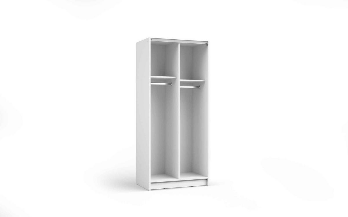 SCHWEBETÜRENSCHRANK CERON 80/182/54,6cm 2-türig mit Spiegel Weiß - Weiß, Holzwerkstoff (80/182/54.6cm) - MASSENO
