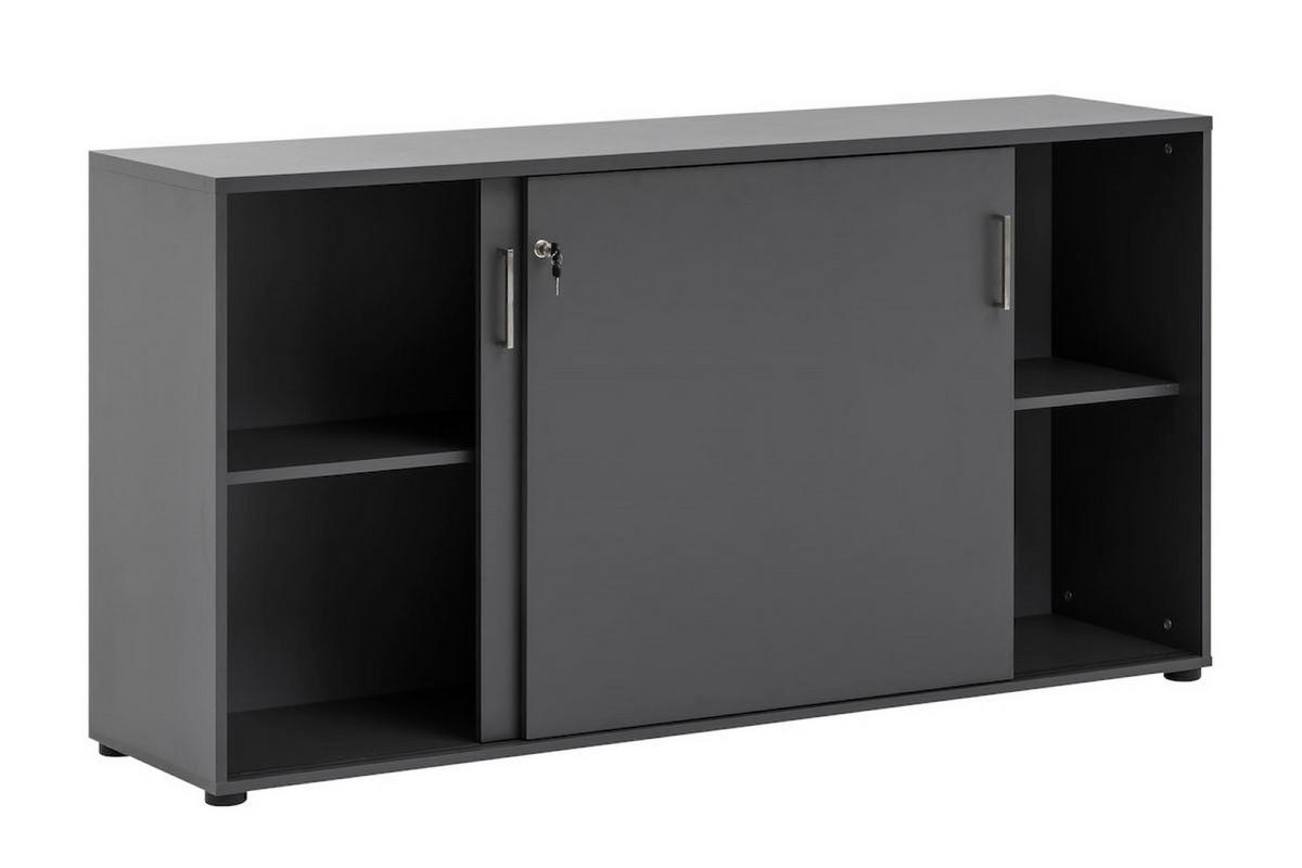SCHIEBETÜRENSCHRANK Hippo Small 84x160x40 cm 2 Fächern & 2 Schiebetüren Anthrazit - Anthrazit, Holz (160/84/40cm) - PROREGAL