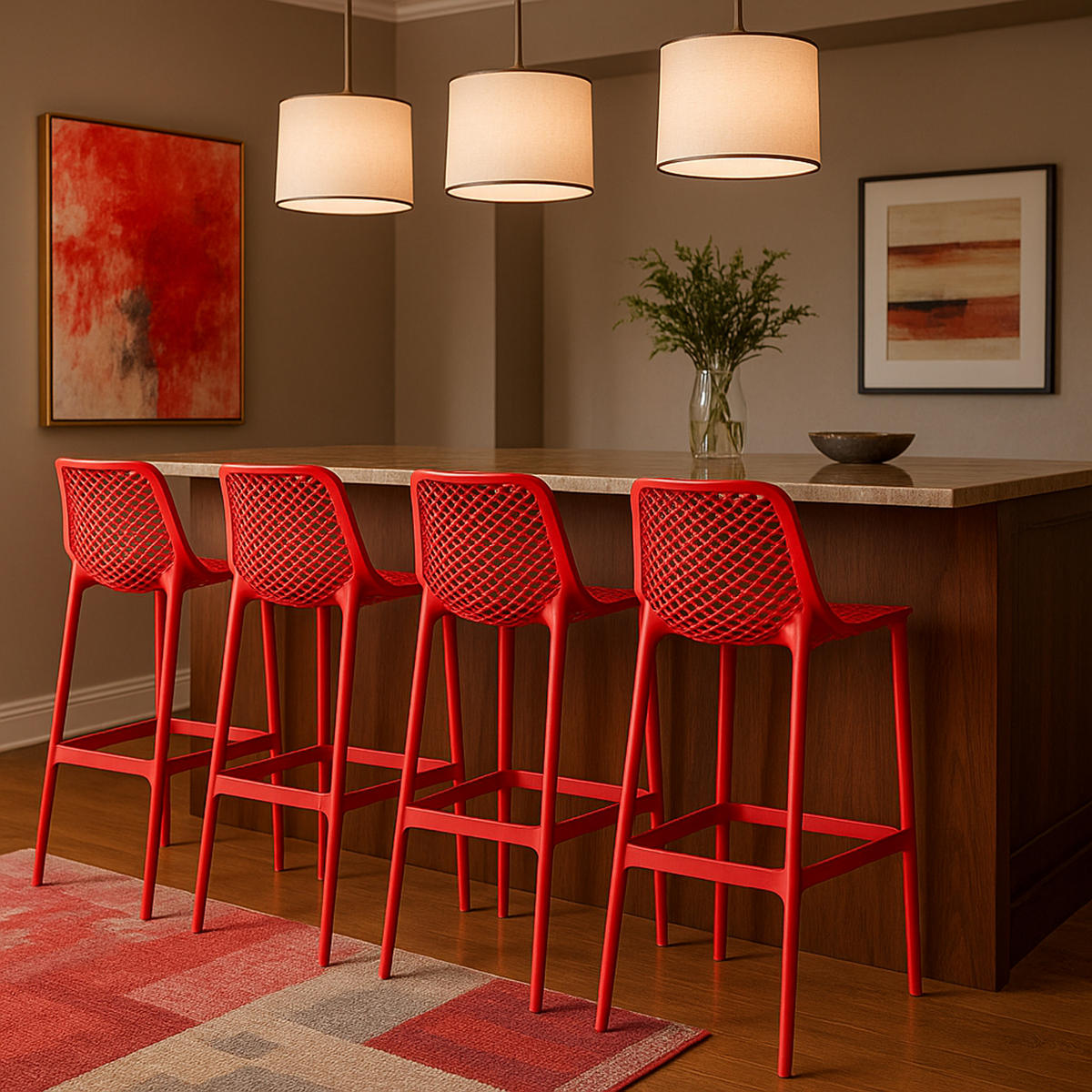 BARHOCKER 2er Set Aero rot - Rot, Kunststoff (45/105/53cm) - TPFLiving