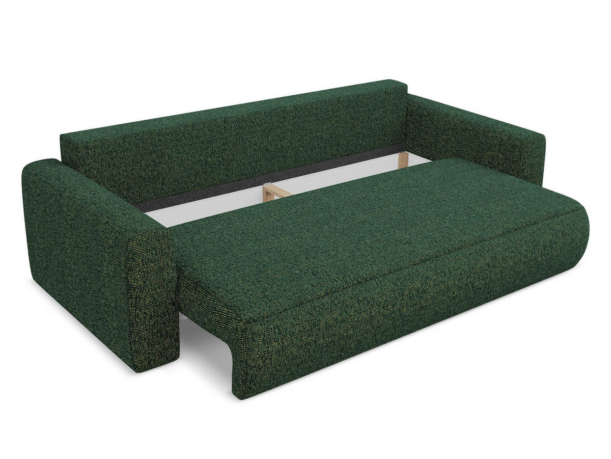 3-SITZER SOFA mit Schlaffunktion Strukturstoff Stoff Grün - Schwarz/Grün, Kunststoff/Textil (238/82/105cm) - Makamii