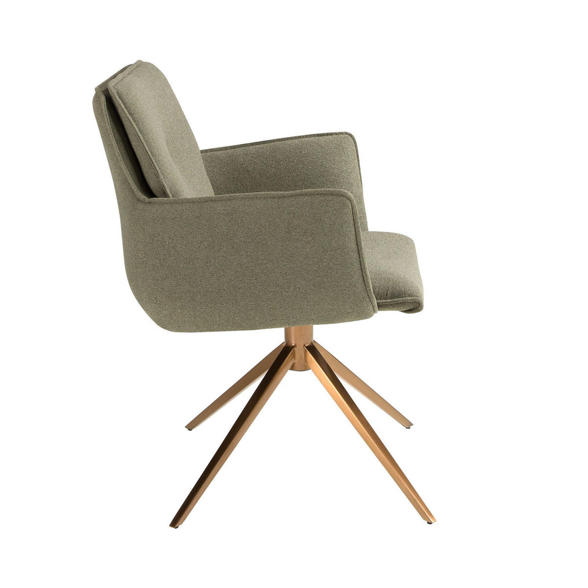 STUHL Drehstuhl aus olivgrünem Stoff 62/75/83 cm - Messingfarben/Olivgrün, Textil/Metall (62/83/75cm) - ANGEL CERDA