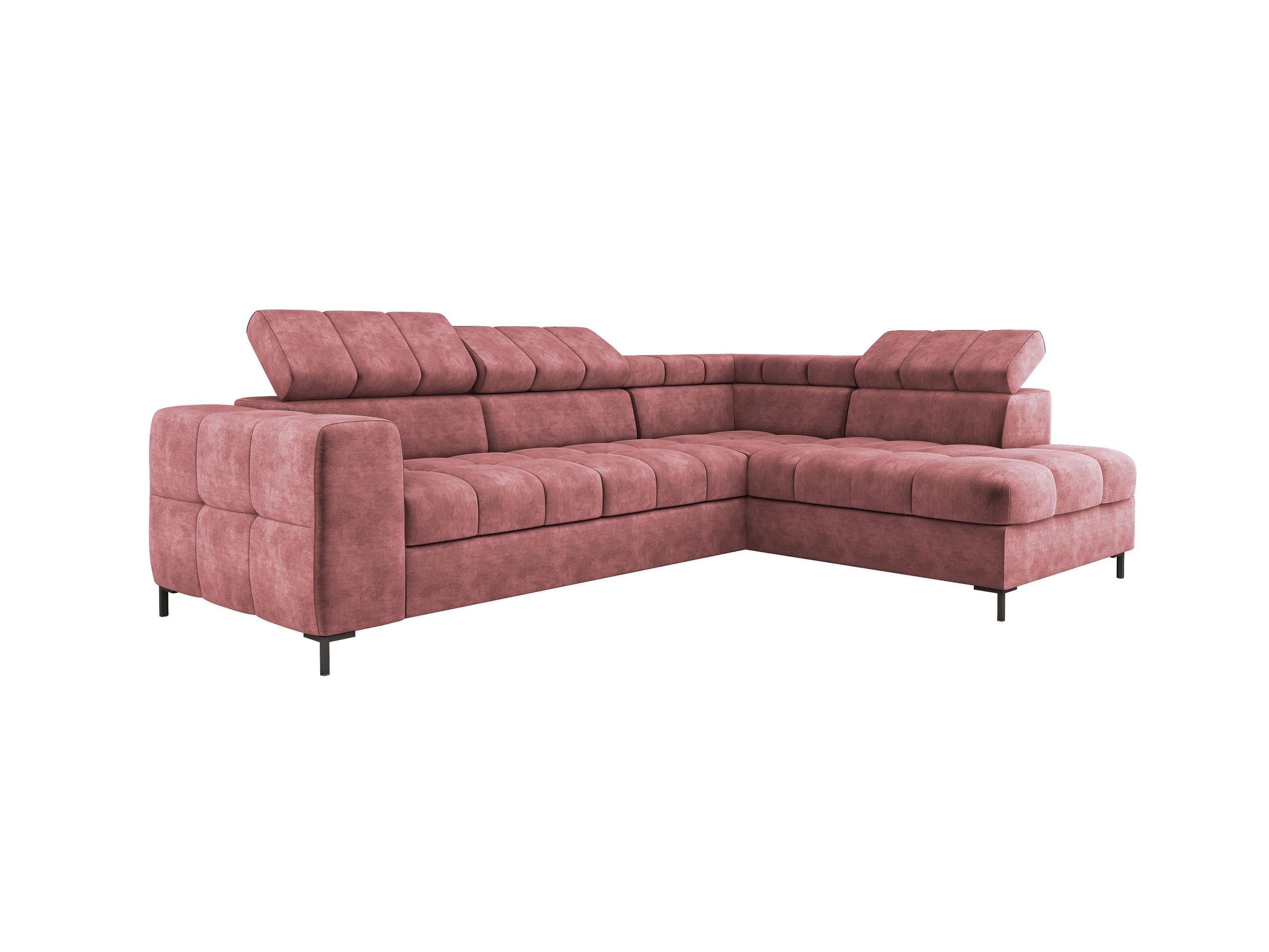 ECKSOFA PABLOS Cloud, L-förmig, Moderne, mit verstellbarem Kopfteil, Schlaf- & Lagermöglichkeiten, freistehend, RECHTS 279x201x97 cm Red - Rot, Holz/Textil (279/201cm) - DomoHome