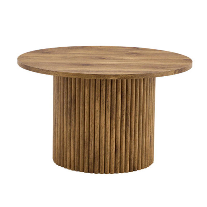 COUCHTISCH rund Säulendesign, Holzoptik, 70x70x42 cm - Braun, Holzwerkstoff (70/70/42cm) - Blomus