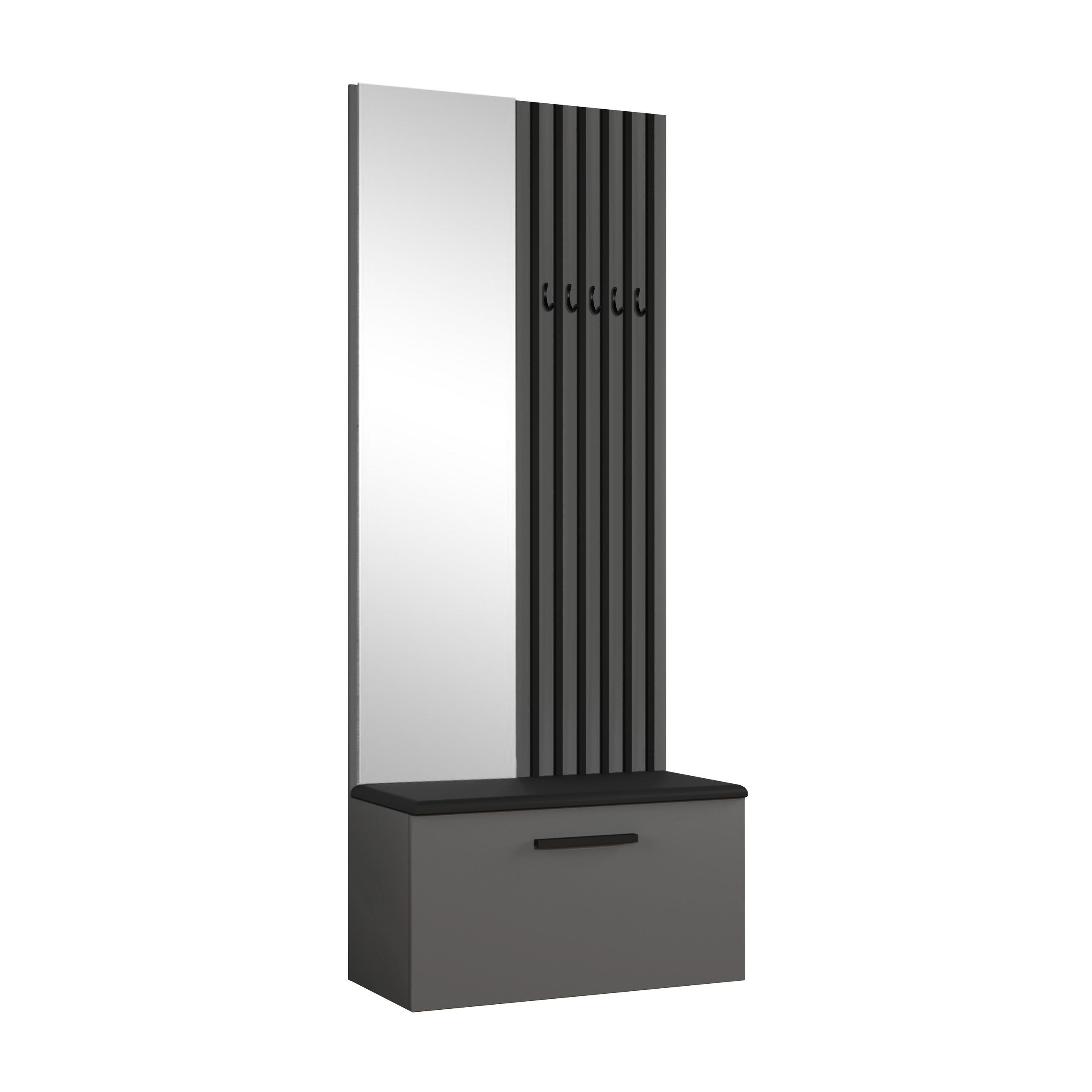 GARDEROBENSCHRANK Rosanno II Grau 80,6/204/40 cm – Modern, mit Spiegel und Kleiderhaken - Grau, Holzwerkstoff/Kunststoff (80.7/204/40cm) - AX Living