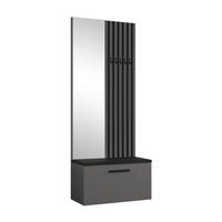 GARDEROBENSCHRANK Rosanno II Grau 80,6/204/40 cm – Modern, mit Spiegel und Kleiderhaken - Grau, Holzwerkstoff/Kunststoff (80.7/204/40cm) - AX Living