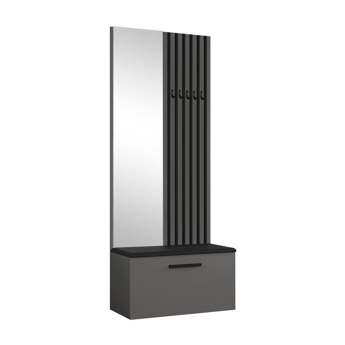 GARDEROBENSCHRANK Rosanno II Grau 80,6/204/40 cm – Modern, mit Spiegel und Kleiderhaken - Grau, Holzwerkstoff/Kunststoff (80.7/204/40cm) - AX Living