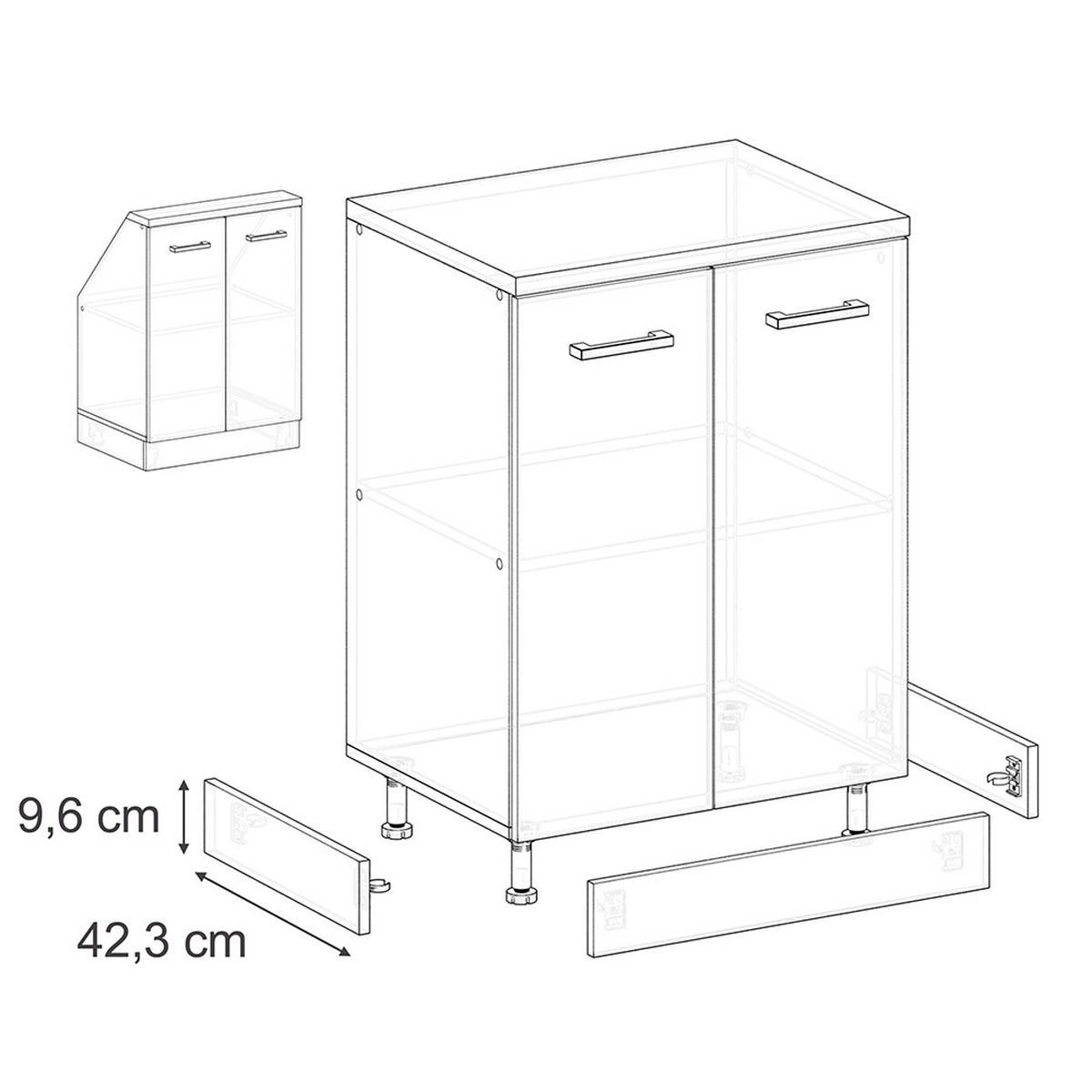 SOKLOVÝ PANEL R-Line, Zlatý mocný dub/Zlatý mocný dub, 42.3 cm Sada 2 kusů - barva dubu, kompozitní dřevo (42.3/9.6/1.6cm) - Vicco