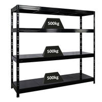 SCHWERLASTREGAL Rhino 180x200x60 cm 4 Stahlplatten-Ebenen Fachlast 500 kg Schwarz - Schwarz, Metall (200/180/60cm) - PROREGAL