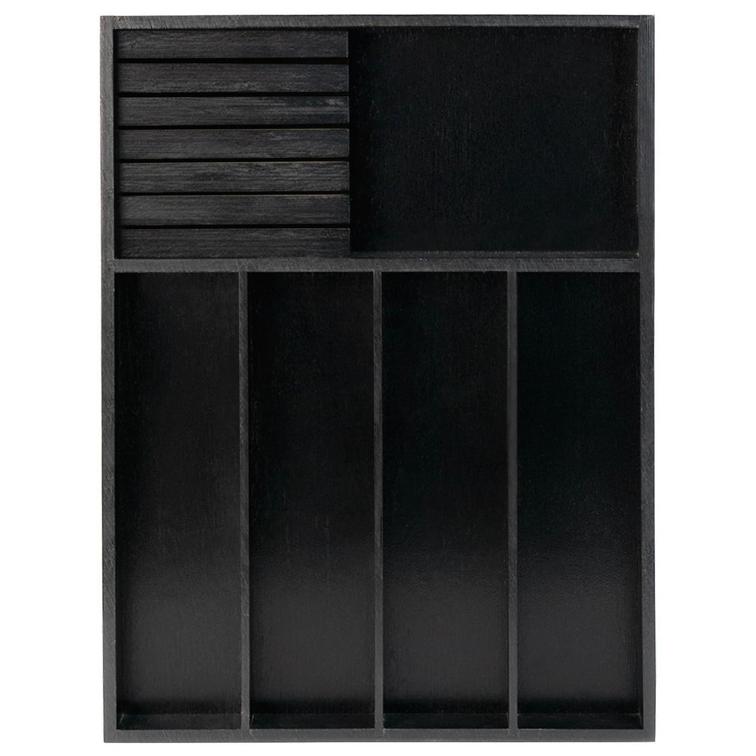 BESTECKEINSATZ mit Messerblock Schwarz - Schwarz, Naturmaterialien (32/4.5/43cm)