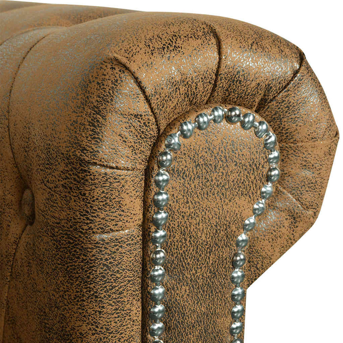 CHESTERFIELD-SOFA 3-Sitzer Kunstleder Braun - Braun, Leder (76/70/200.5cm) - vidaXL
