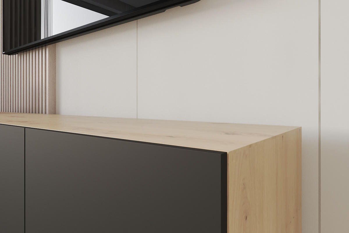 LOWBOARD ELIO-W 3x100x40x41 cm - Artisan / Schwarz - Eiche Artisan, Holzwerkstoff (300/40/41cm) - ALTDECOR