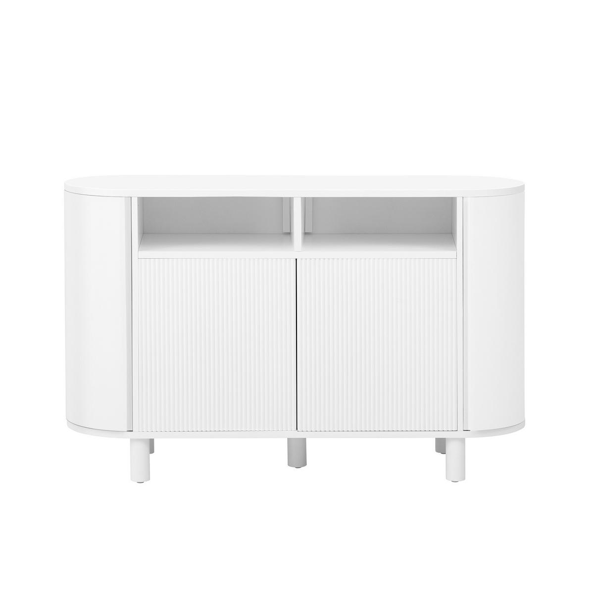 SIDEBOARD 120/38/77 cm aus MDF mit Rundbogenfach und verstellbaren Füßen Weiß - Weiß, Holzwerkstoff (120/77/38cm) - Modenvie