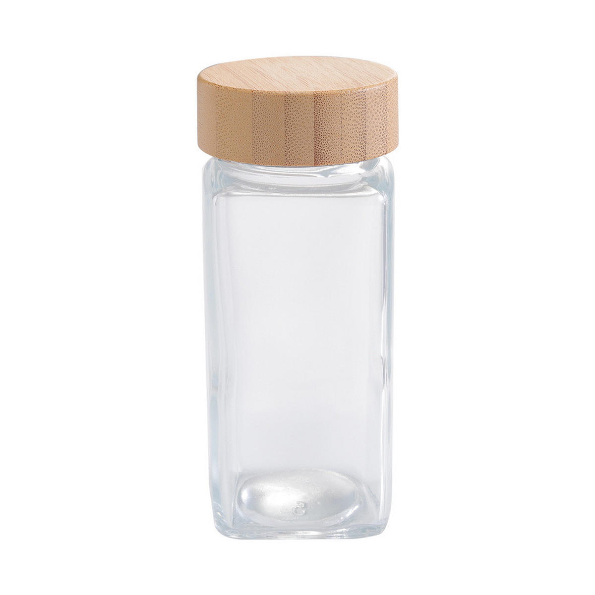 GEWÜRZGLAS-SET 12 Stück mit Bambusdeckel und 120ml Fassungsvermögen Glas/Bambus 4.5/4.5/10.5cm - Weiß, Glas/Holz (4.5/10.5/4.5cm) - Livingandhome