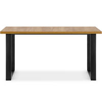 ESSTISCH CETO ausziehbar rechteckig Loft-Stile, eiche handwerk gold - Eichefarben/Schwarz, Holz/Metall (80/150/77cm) - KONSIMO®
