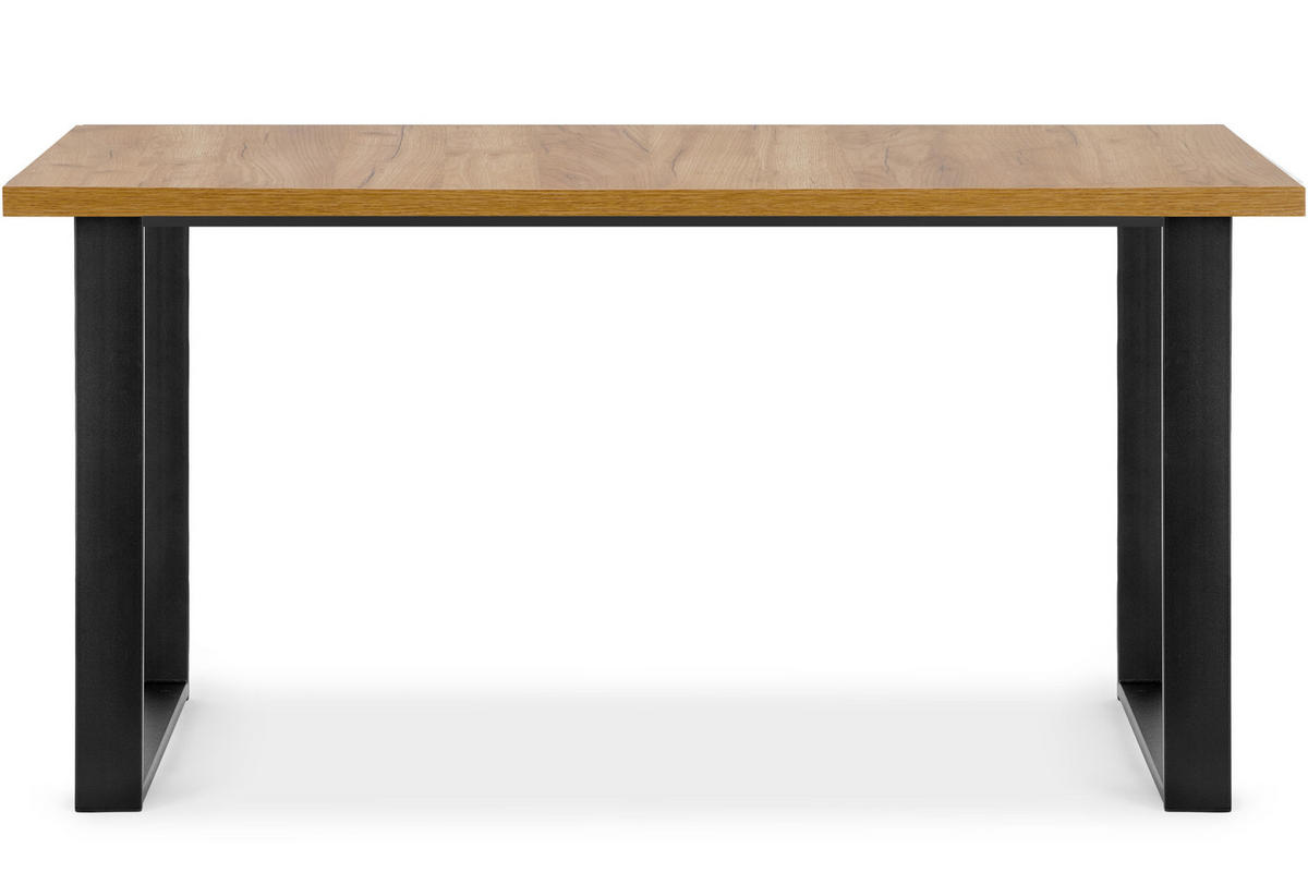 ESSTISCH CETO ausziehbar rechteckig Loft-Stile, eiche handwerk gold - Eichefarben/Schwarz, Holz/Metall (80/150/77cm) - KONSIMO®